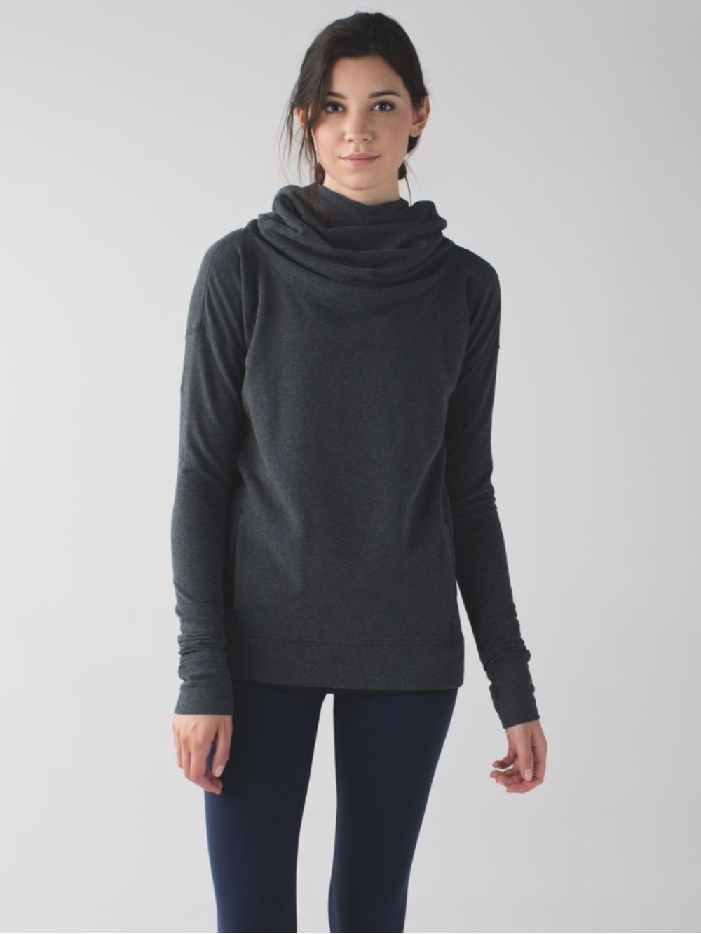 lululemon Stress Less Cowl Neck Sweater - Heathered Dark Gray